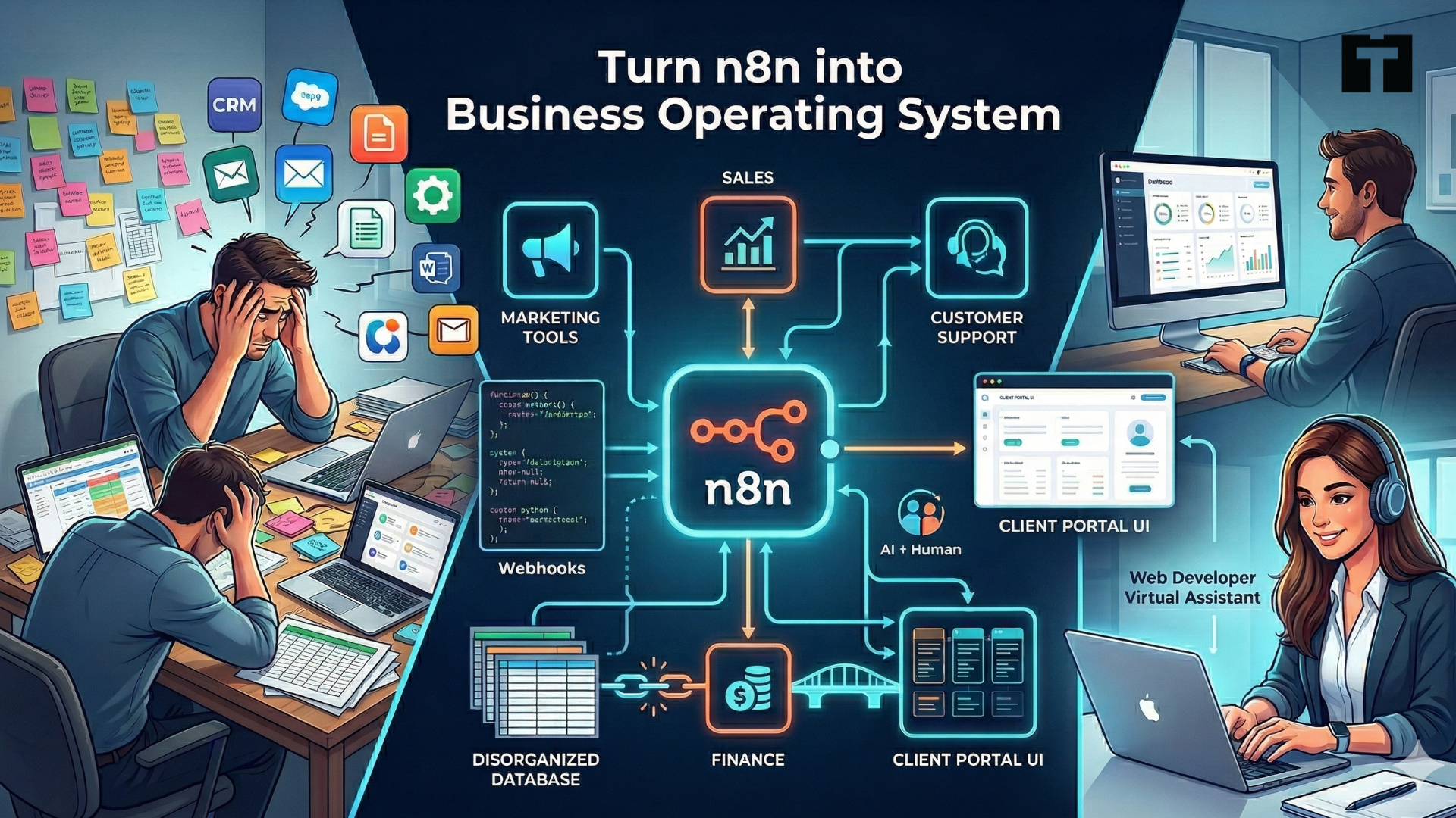 Turn n8n into a Business Operating System with a Web Dev Virtual Assistant